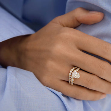 Timeless 1.5 CT Oval Cut Curved Unique Bezel Styled Lab Grown Diamond Engagement Ring