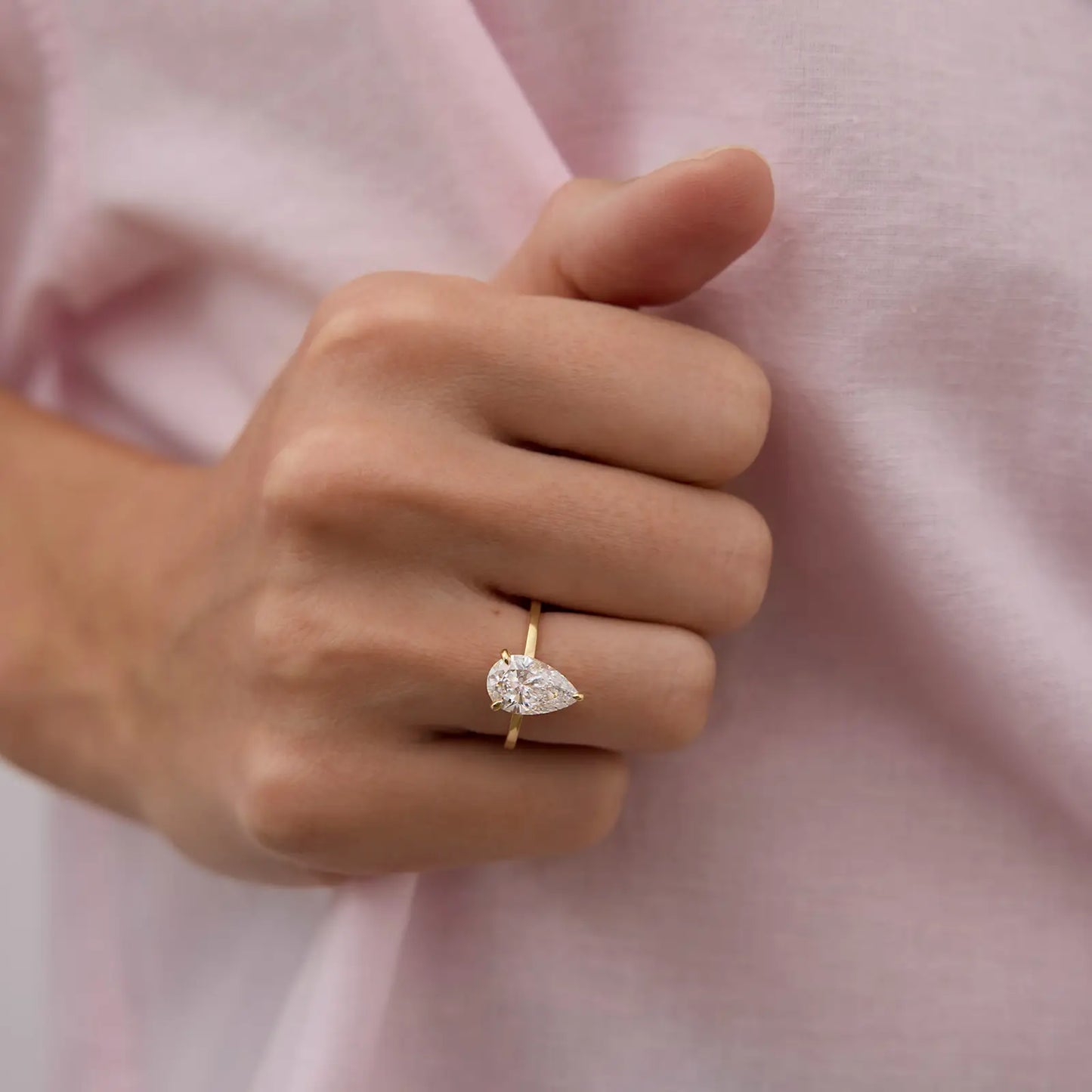 Timeless 2 CT Pear Cut Hidden Halo Lab Grown Diamond Engagement Ring