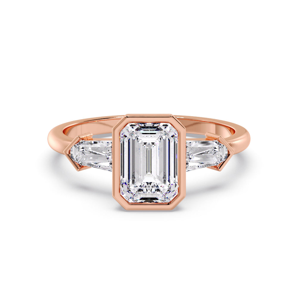 Marquise Shaped Three Stone Lab Grown Diamond Engagement Ring