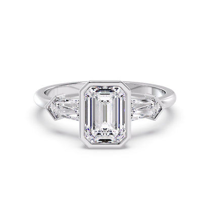 Marquise Shaped Three Stone Lab Grown Diamond Engagement Ring