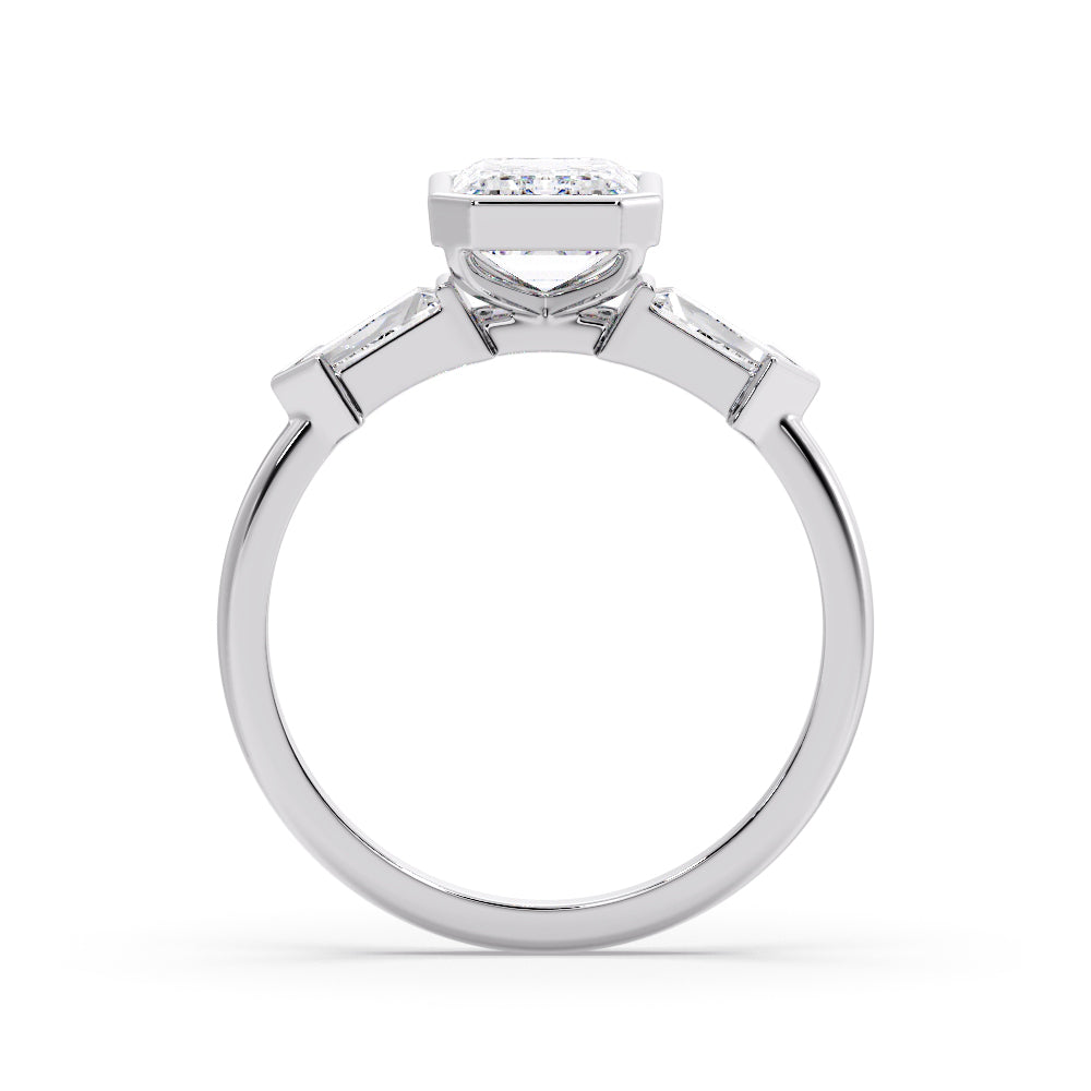 Marquise Shaped Three Stone Lab Grown Diamond Engagement Ring