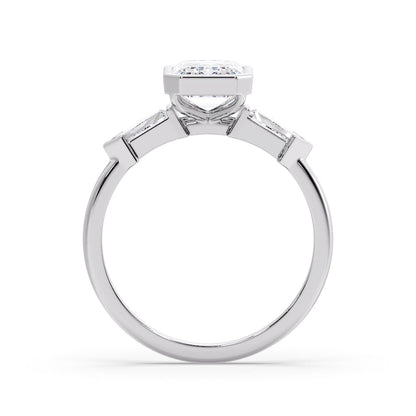 Marquise Shaped Three Stone Lab Grown Diamond Engagement Ring