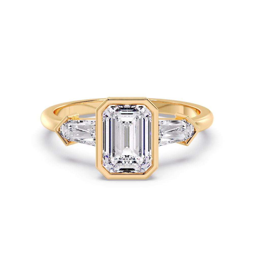 Marquise Shaped Three Stone Lab Grown Diamond Engagement Ring