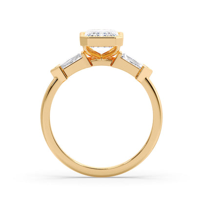 Marquise Shaped Three Stone Lab Grown Diamond Engagement Ring