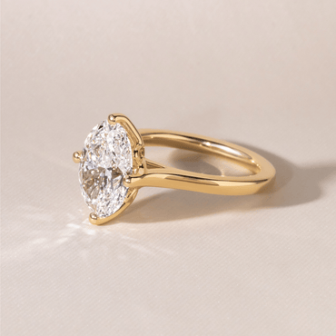 Marquise Shaped Three Stone Lab Grown Diamond Engagement Ring