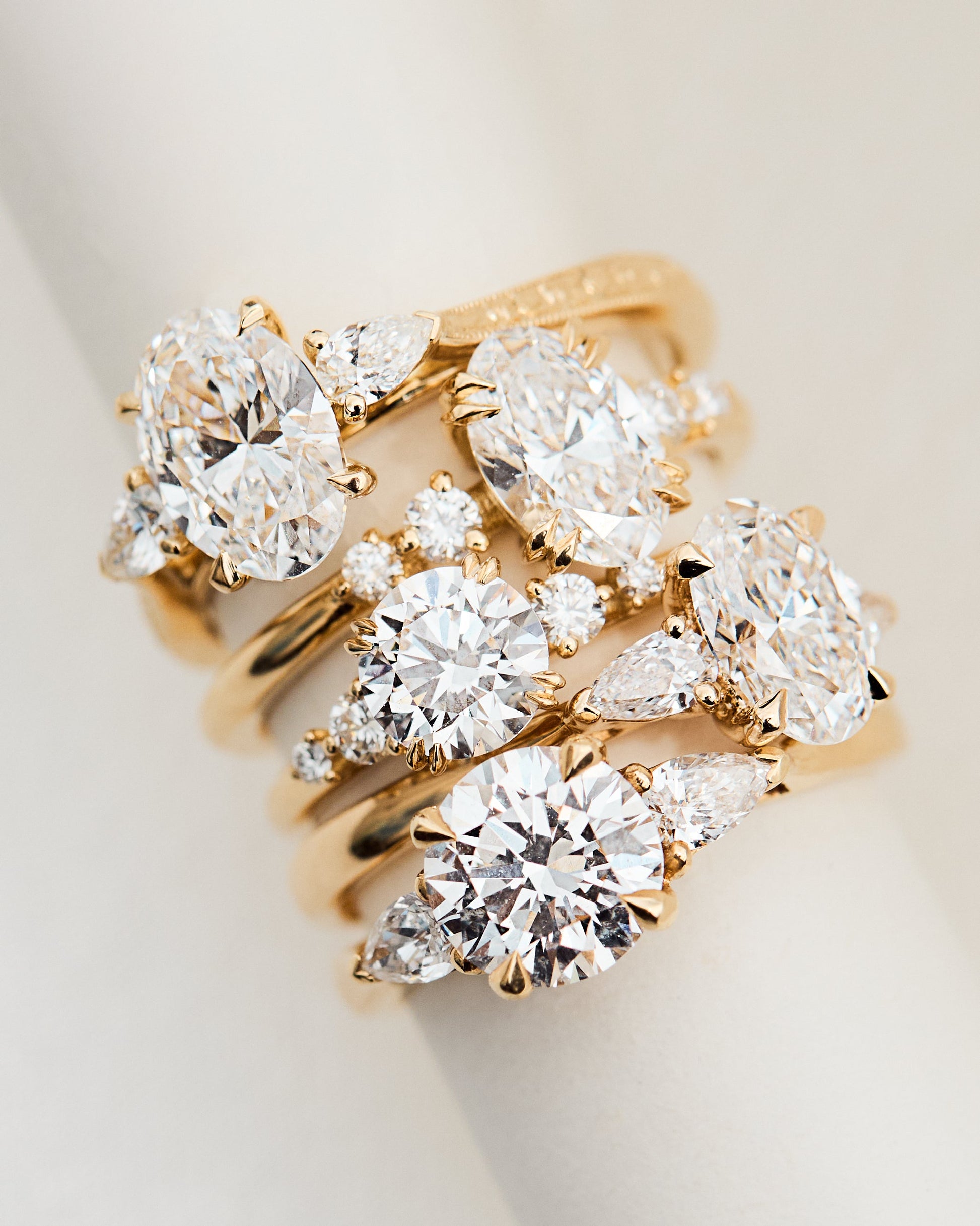 Marquise Shaped Three Stone Lab Grown Diamond Engagement Ring