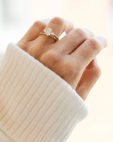 Marquise Shaped Three Stone Lab Grown Diamond Engagement Ring