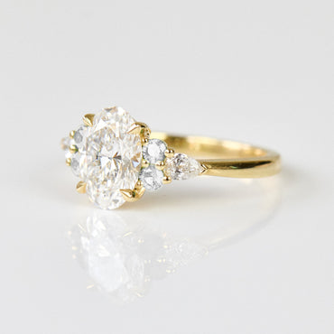 Marquise Shaped Three Stone Lab Grown Diamond Engagement Ring