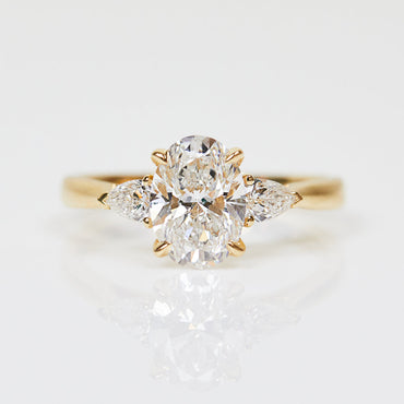 Marquise Shaped Three Stone Lab Grown Diamond Engagement Ring