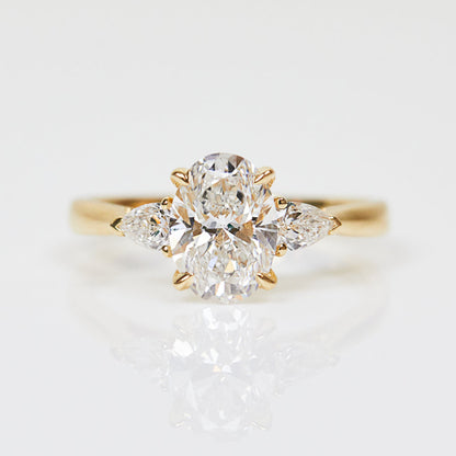 Marquise Shaped Three Stone Lab Grown Diamond Engagement Ring
