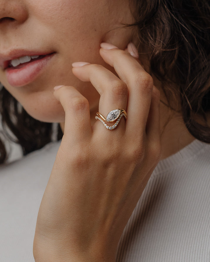 0.28 TCW Round Stones Wave Lab Grown Diamond Wedding Band