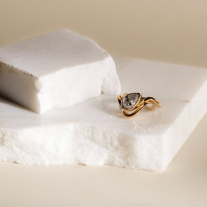 1.54 CT Pear Cut Curved Bezel Lab Grown Diamond Engagement Ring