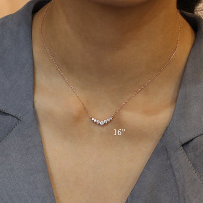 0.55 CT 7-Diamonds Lab Grown Diamond Necklace in Solid Gold