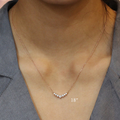 0.55 CT 7-Diamonds Lab Grown Diamond Necklace in Solid Gold