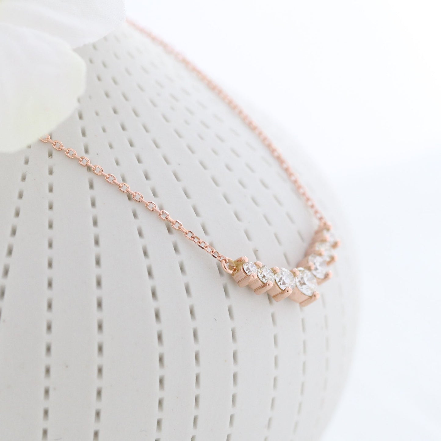 0.55 CT 7-Diamonds Lab Grown Diamond Necklace in Solid Gold