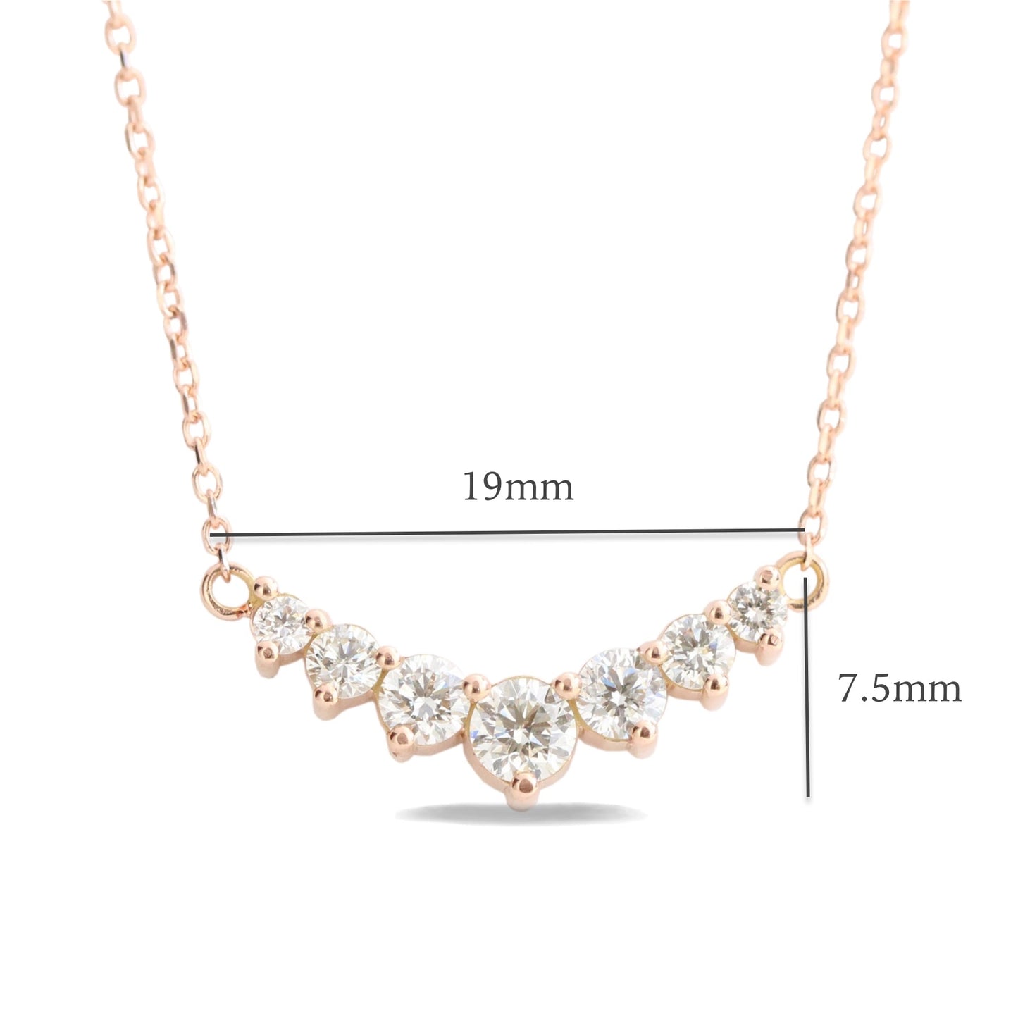 0.55 CT 7-Diamonds Lab Grown Diamond Necklace in Solid Gold