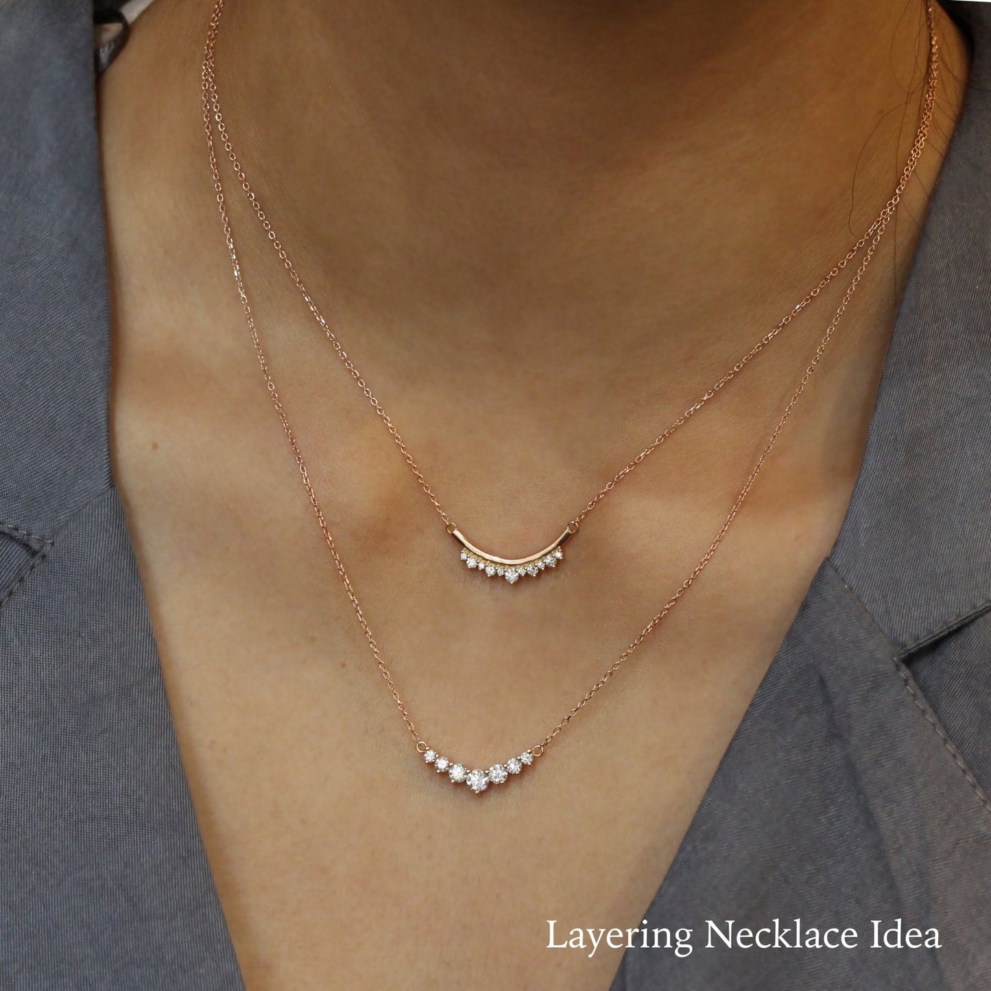 0.55 CT 7-Diamonds Lab Grown Diamond Necklace in Solid Gold