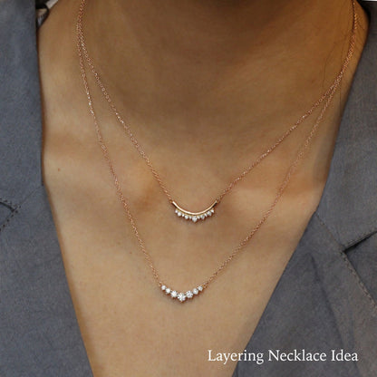 0.55 CT 7-Diamonds Lab Grown Diamond Necklace in Solid Gold