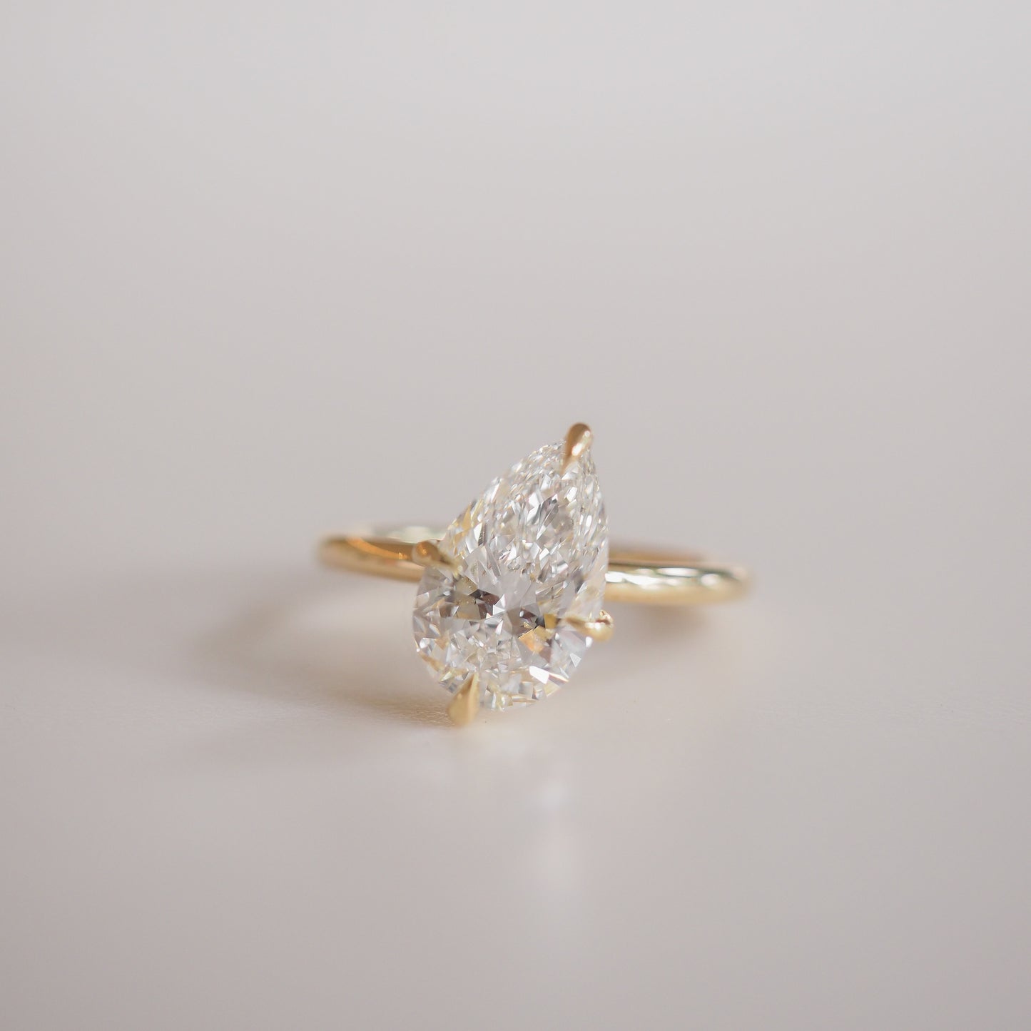 2.10 CT Pear Cut Solitaire Lab Grown Diamond Engagement Ring