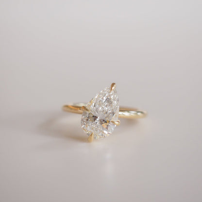 2.10 CT Pear Cut Solitaire Lab Grown Diamond Engagement Ring