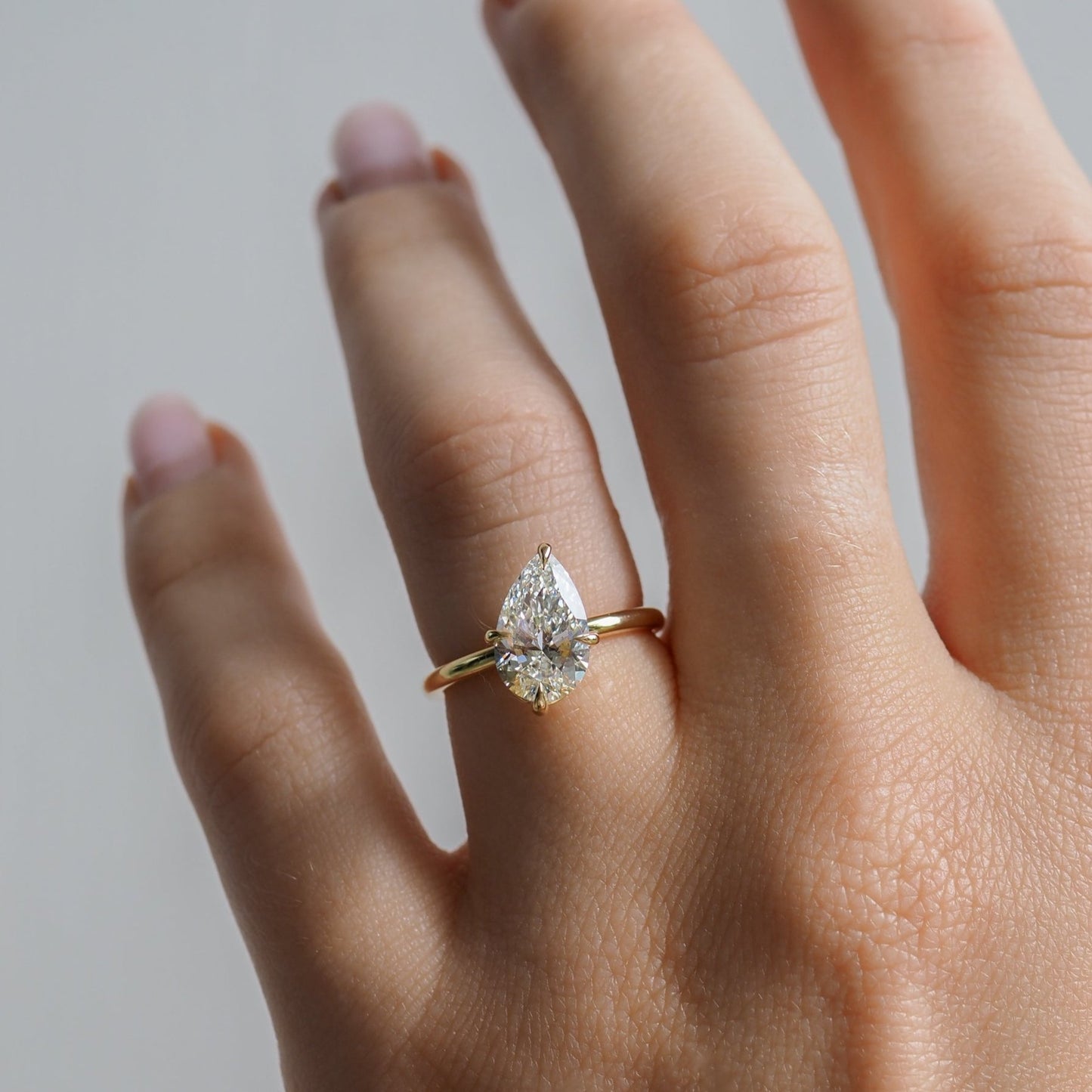 2.10 CT Pear Cut Solitaire Lab Grown Diamond Engagement Ring