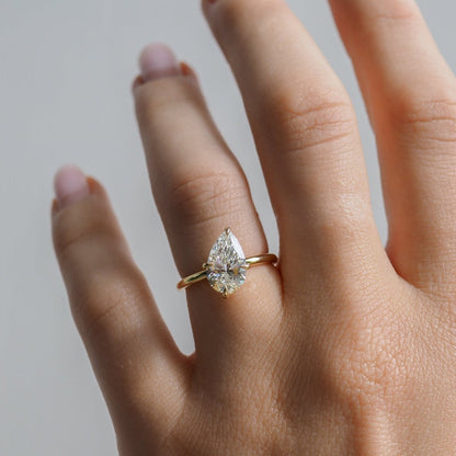 2.10 CT Pear Cut Solitaire Lab Grown Diamond Engagement Ring