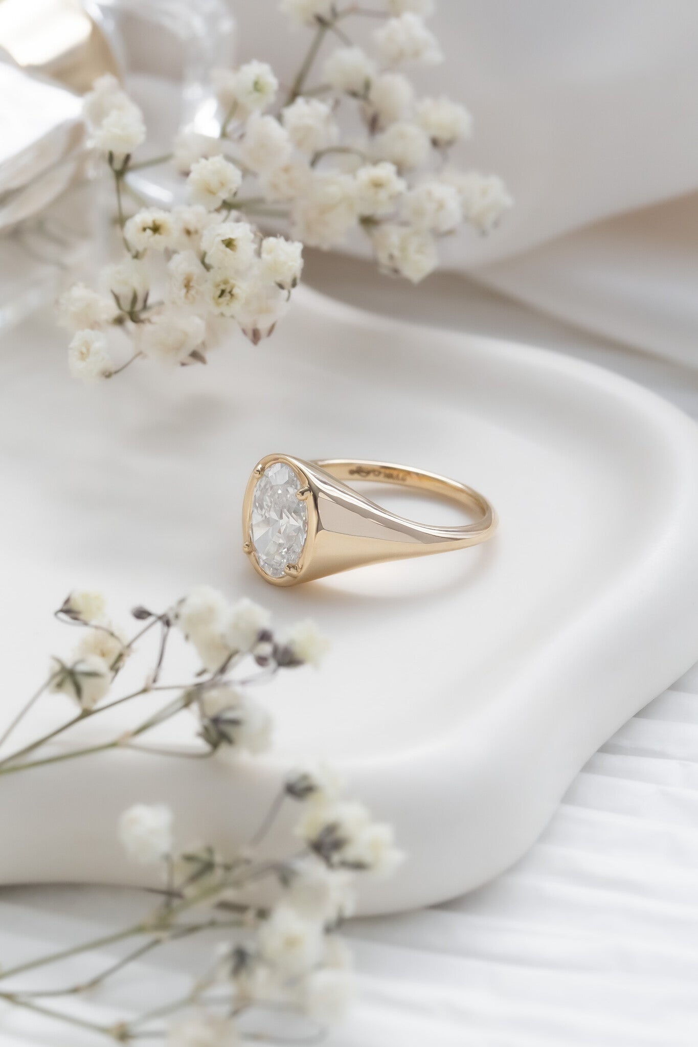 Marquise Shaped Three Stone Lab Grown Diamond Engagement Ring