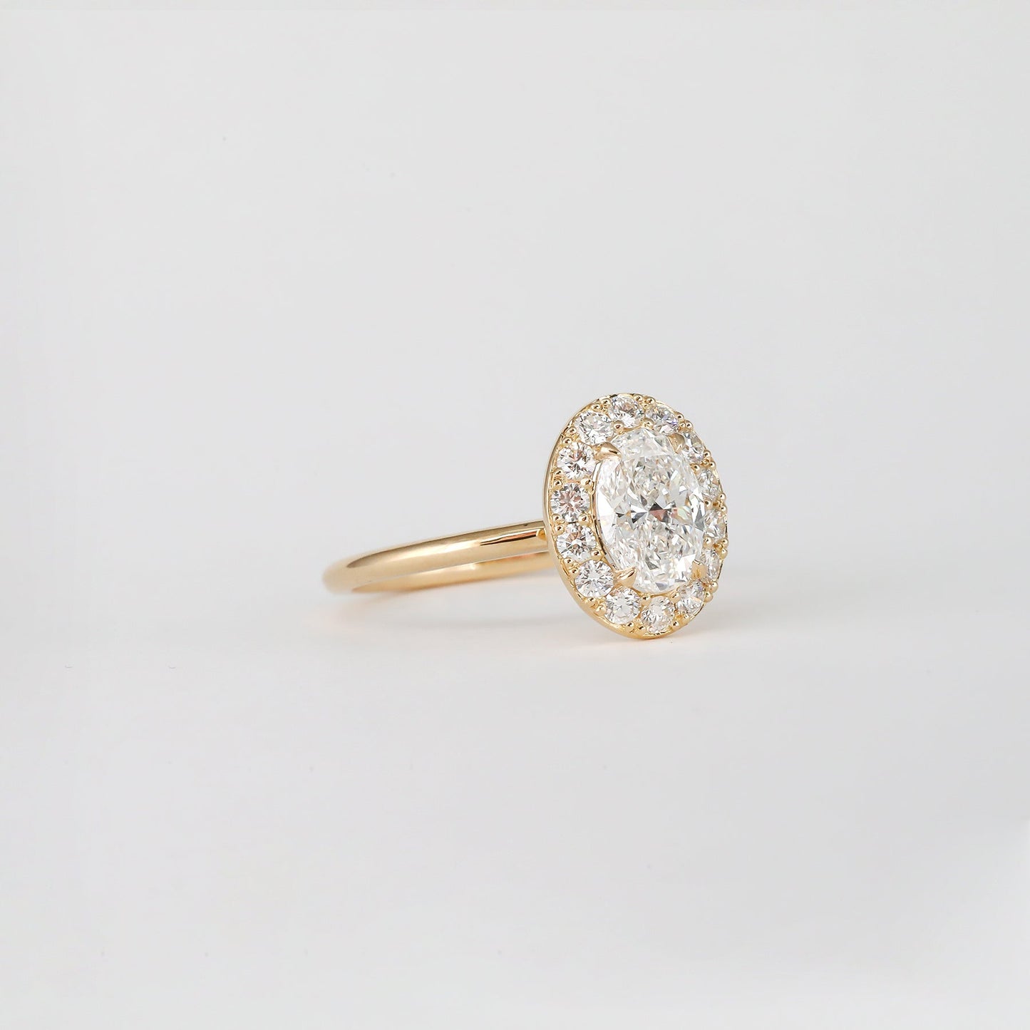 1.00 CT Oval Cut Halo Lab Grown Diamond Engagement Ring