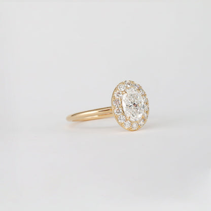 1.00 CT Oval Cut Halo Lab Grown Diamond Engagement Ring