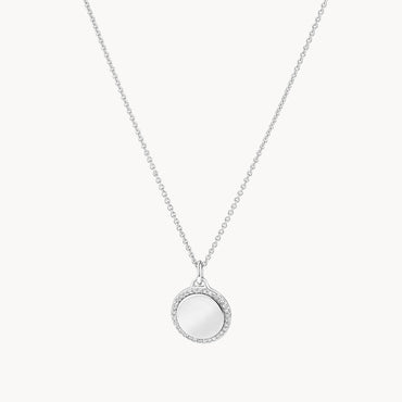 0.11 TCW Round Shaped Engravable Moissanite Necklace