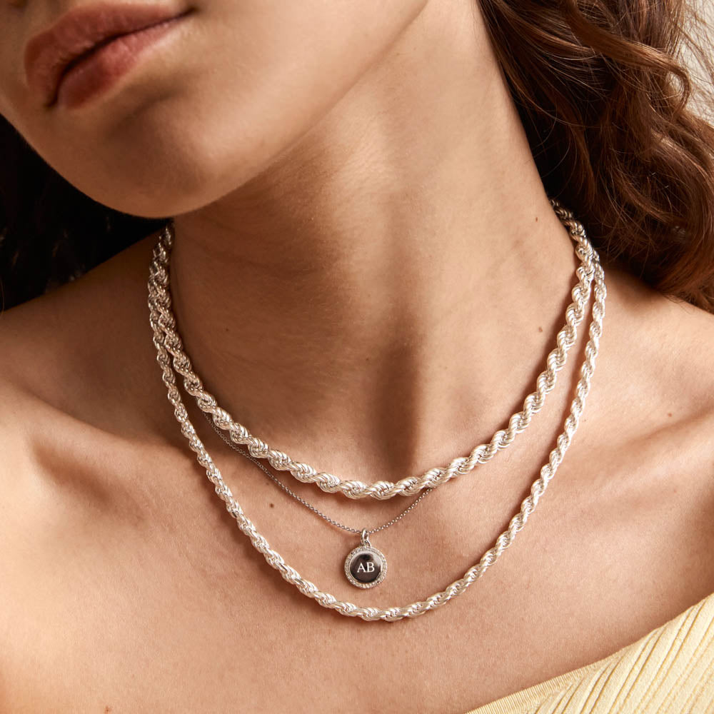 0.11 TCW Round Shaped Engravable Moissanite Necklace