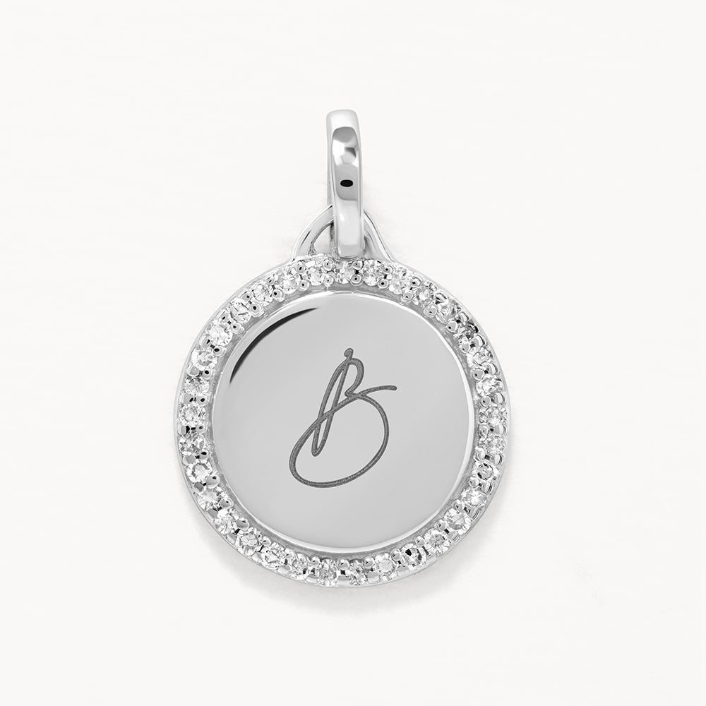 0.11 TCW Round Shaped Engravable Moissanite Necklace