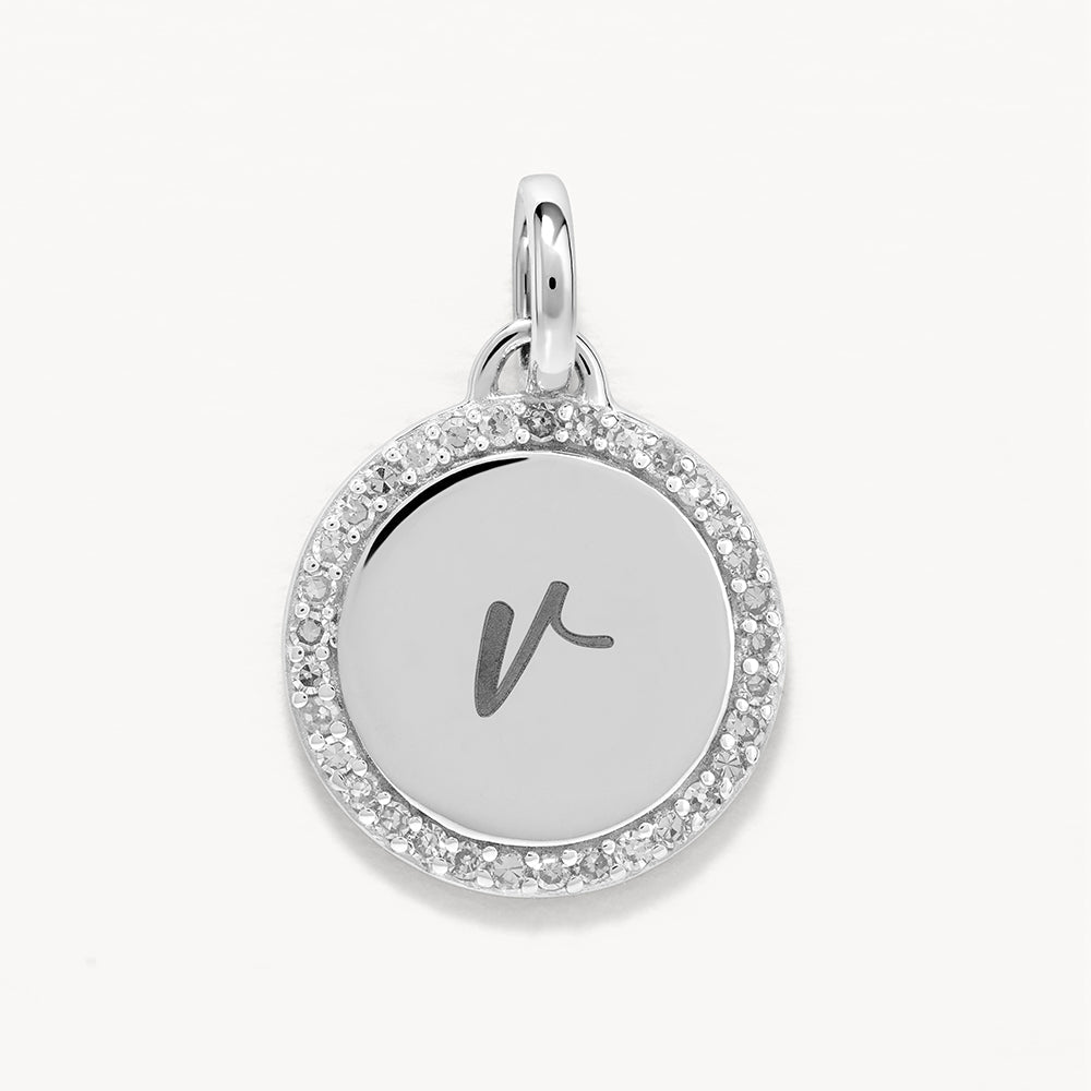 0.11 TCW Round Shaped Engravable Moissanite Necklace