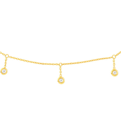 0.15 TCW Round Bezel Drop Moissanite Necklace 4