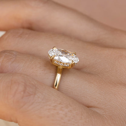 Marquise Shaped Three Stone Lab Grown Diamond Engagement Ring