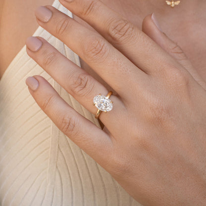 Marquise Shaped Three Stone Lab Grown Diamond Engagement Ring