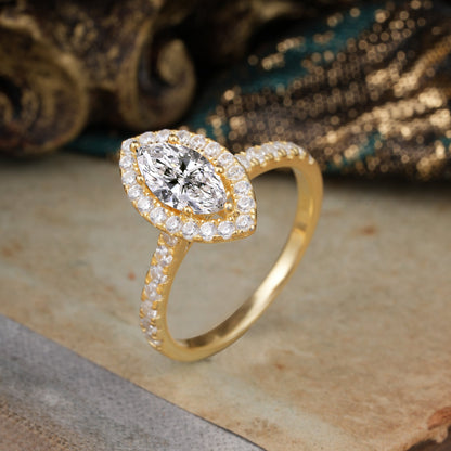 Marquise Shaped Three Stone Lab Grown Diamond Engagement Ring