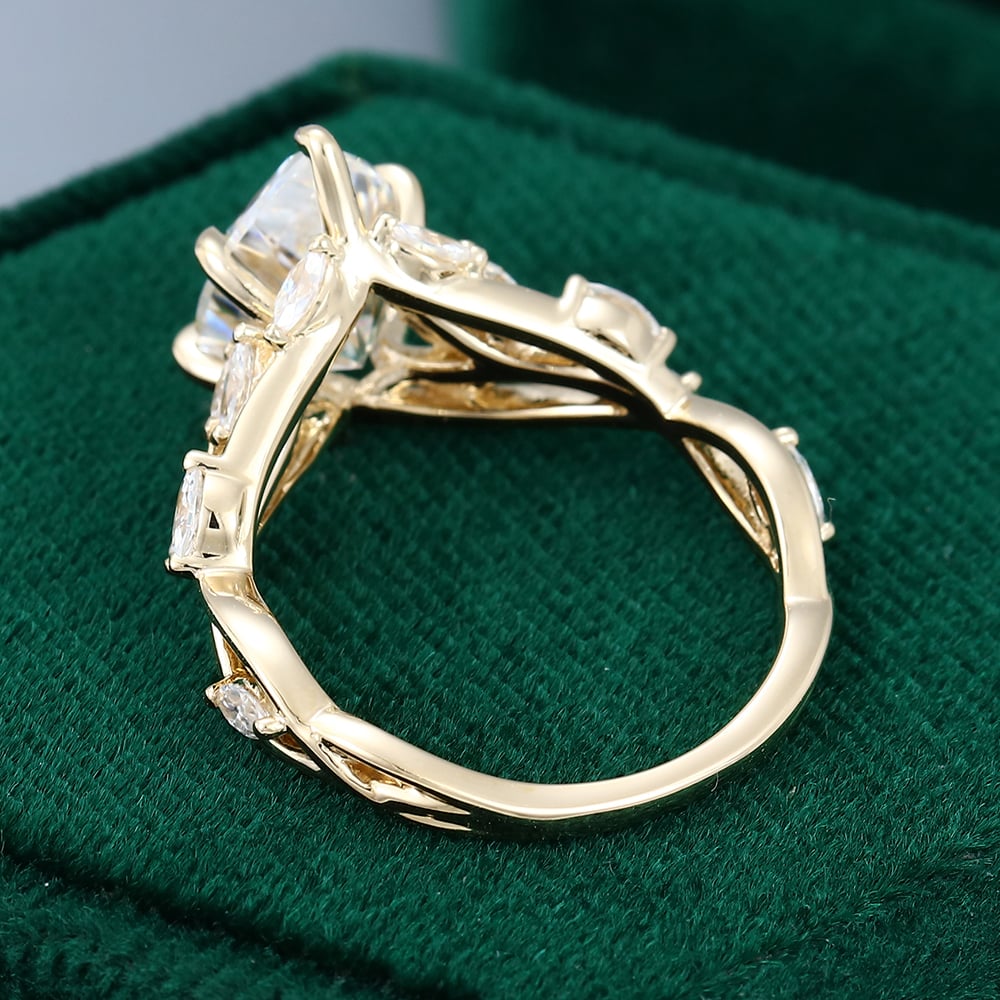 2.05 CT Pear Shaped Floral Lab Grown Diamond Engagement Ring