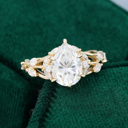 2.05 CT Pear Cut Natured Inspired Lab Grown Diamond Engagement Ring