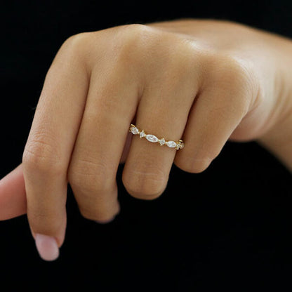 0.5 TCW Marquise and Round Cut Alternative Style Wedding Band (US Size 7.5 Ready To Ship)