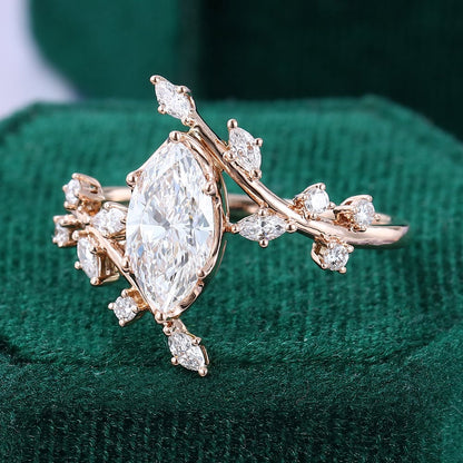 1 CT Marquise Shaped Nature Inspired Lab Grown Diamond Engagement Ring