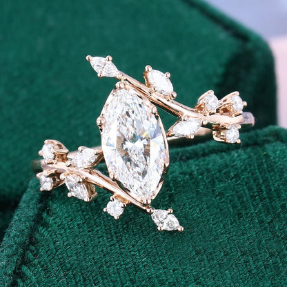 1 CT Marquise Shaped Nature Inspired Lab Grown Diamond Engagement Ring