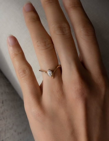 0.45 CT Marquise Swirl Solitaire & Bezel Minimal Daily Wear Lab Grown Engagement Ring