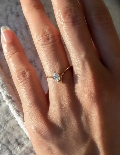 0.45 CT Marquise Swirl Solitaire Minimal Daily Wear Lab Grown Engagement Ring