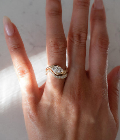 1 CT Marquise Cut Solitaire Lab Grown Diamond Ring With Wrap Bold Pave Band