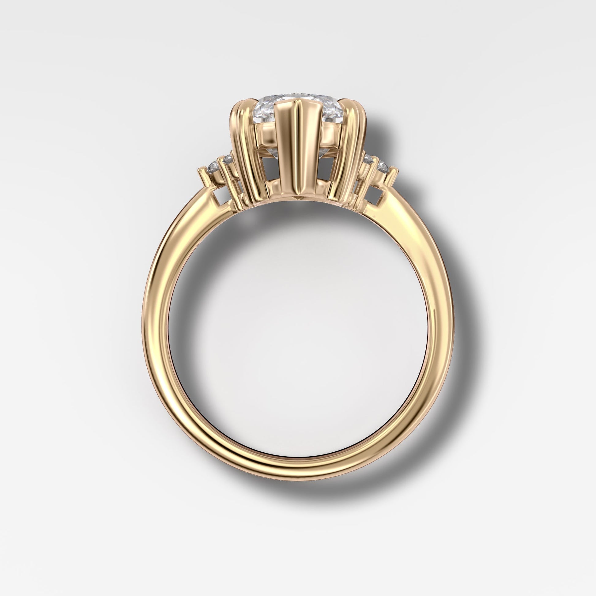 Marquise Shaped Three Stone Lab Grown Diamond Engagement Ring