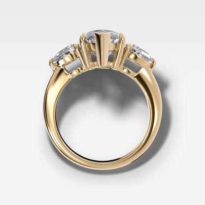 Marquise Shaped Three Stone Lab Grown Diamond Engagement Ring
