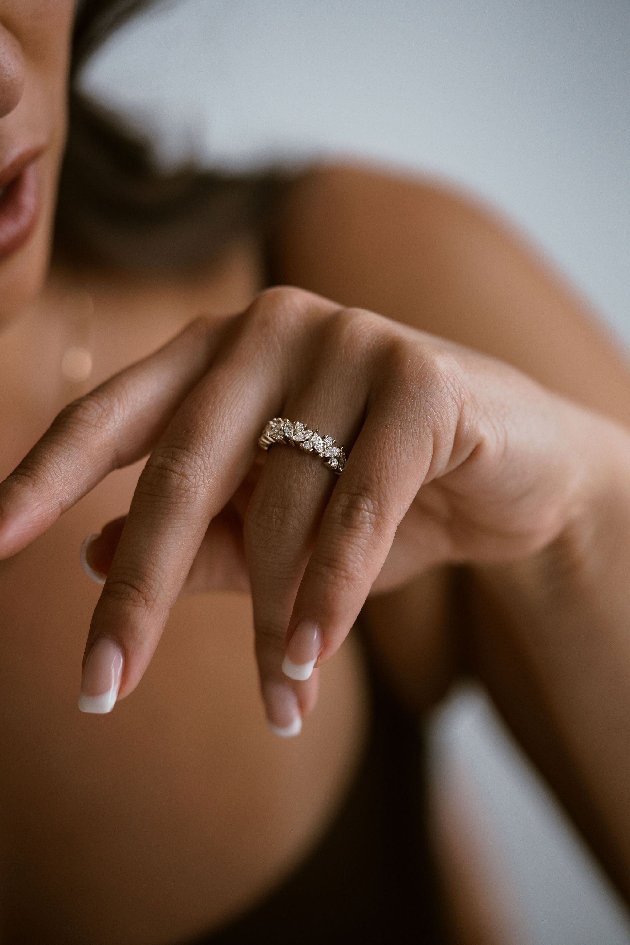 0.25 TCW Round Shaped Half Eternity Lab Grown Diamond Wedding Band