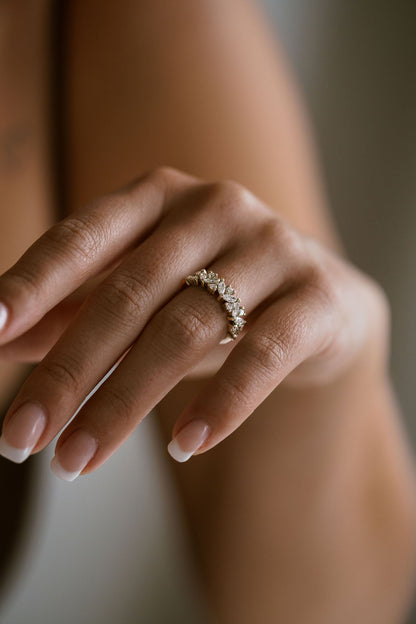 0.25 TCW Round Shaped Half Eternity Lab Grown Diamond Wedding Band