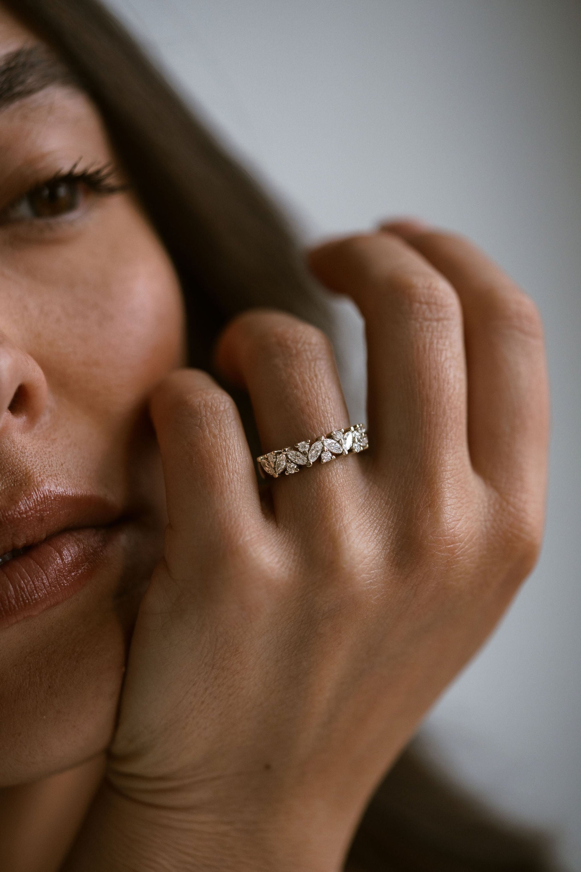 0.25 TCW Round Shaped Half Eternity Lab Grown Diamond Wedding Band